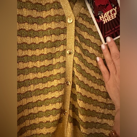Happy Sheep NWT Size M Cardigan Gold-Copper-Green gold buttons - Picture 6 of 9